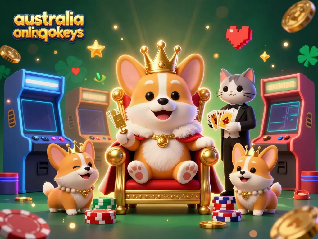 Experience ultimate fun with exciting australia online pokies, featuring royal corgis and vibrant casino elements.