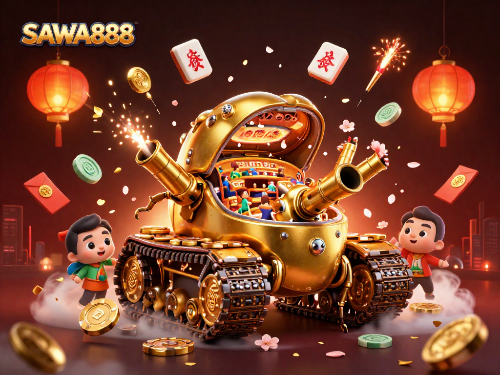 Experience the thrill of SAWA888 with a golden beetle tank casino showcasing dynamic action!