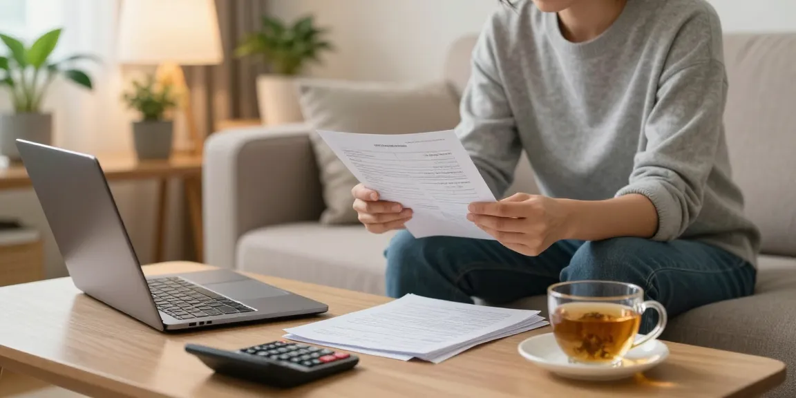 Individual reviewing debt documents in a cozy living room setting, promoting financial recovery.