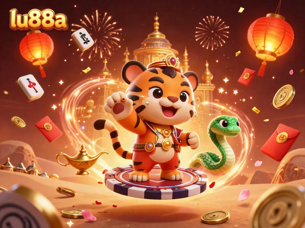 Experience lu88a's vibrant casino adventure with a flying carpet and magical elements.