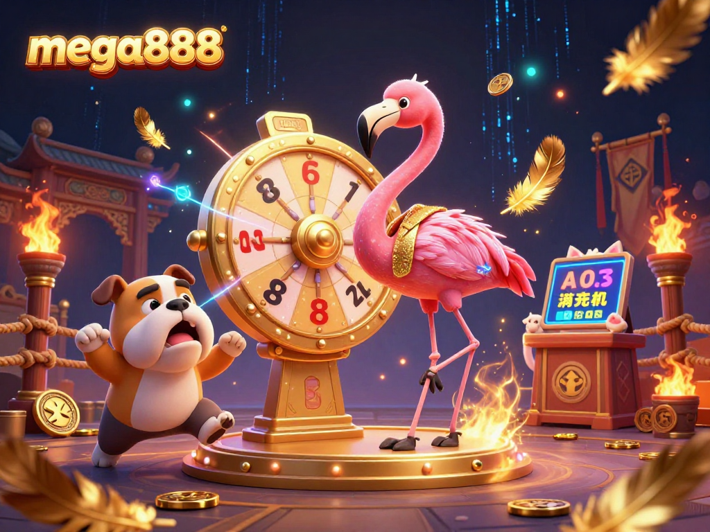 Menangi pengalaman permainan yang mendebarkan di mega888 dengan slot berwarna-warni dan roda hadiah emas.